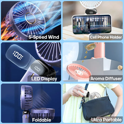 USB Handheld Mini Fan Foldable Portable Neck Handheld fan